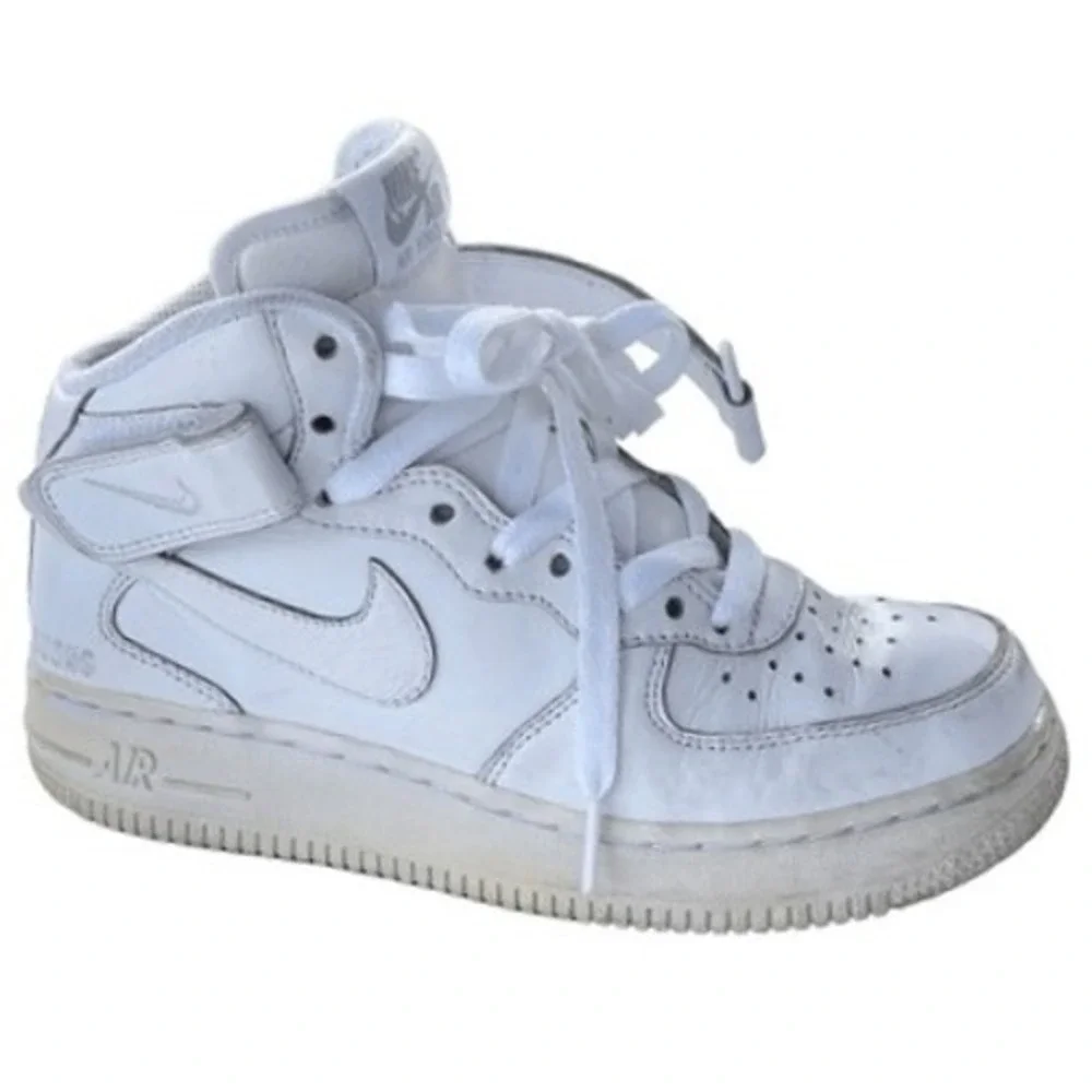 Nike Air Force 1 High NikeiD Custom 2015 White Leather Aged‎ Sole Rare Sz 5.5/7W